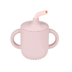NATTOU Gobelet Avec Paille Rose Silicone