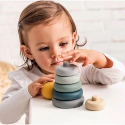 NATTOU Culbuto Empilable Ours Mauve Silicone -Made 4 baby jo084276841 1